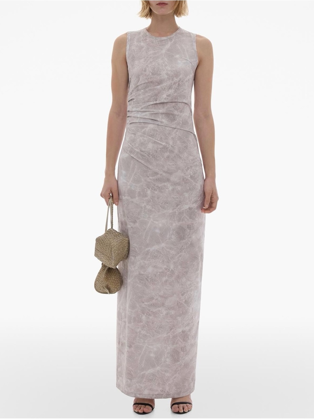 Helmut Lang Printed Ruched Tank Dress
